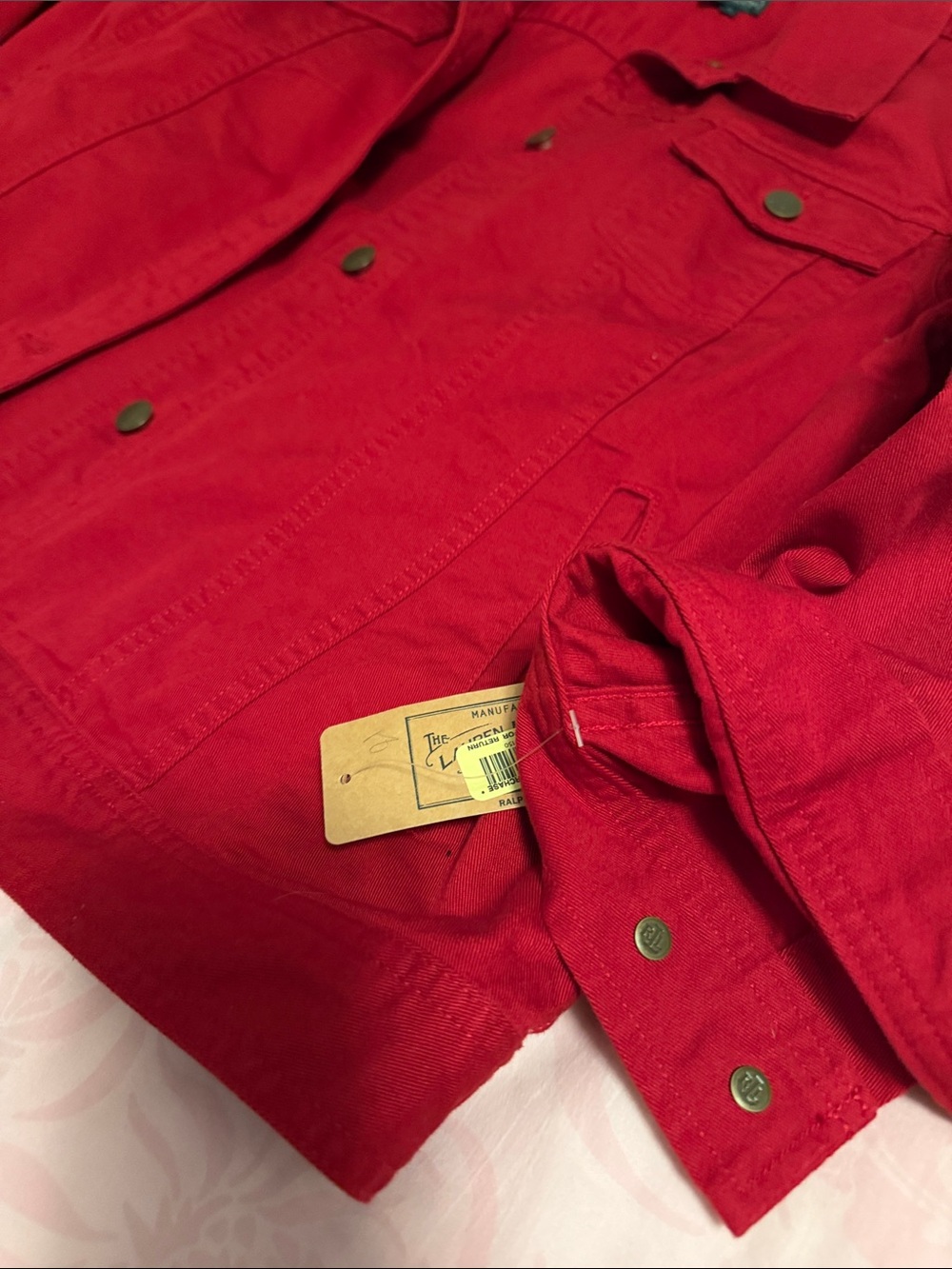 Womens red denim Jacket - Picture 2 of 6